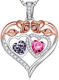 Iefil Valentines Day Gifts for Her - 925 Sterling Silver Rose Heart Necklaces for Women, Anniversary Birthday Gifts for Wife Girlfriend Mom