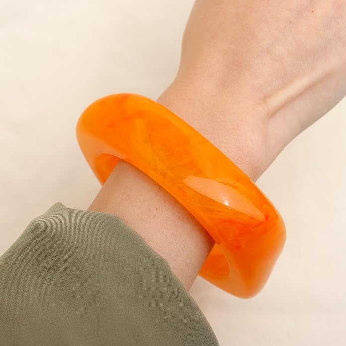 Chunky Resin Wide Bangle Bracelets for Women, Trendy Statement Minimalist Acrylic Bracelet Prom Holiday Jewelry Gift