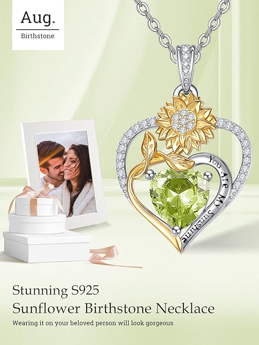 Valentine's Day Gifts for Wife 925 Sterling Silver Double Birthstone Pendant Necklaces I Love You for Always and Forever Necklace Anniversary Birthday Gifts for Wife Girlfriend Mom Her