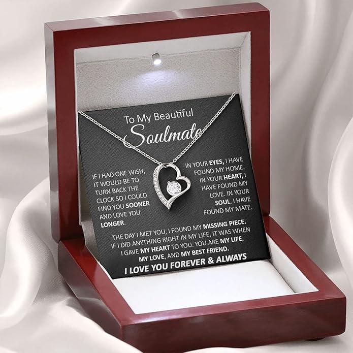 To My Beautiful Soulmate Necklace For Women, Necklace For Wife From Husband, Girlfriend Necklace From Boyfriend, Wife Birthday Gifts From Husband, Gifts Boxes For Women, Soulmate Necklace For Her