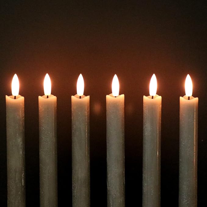 GenSwin Flameless Taper Candles LED Battery Operated Remote Timer Grey | LED - Image 3