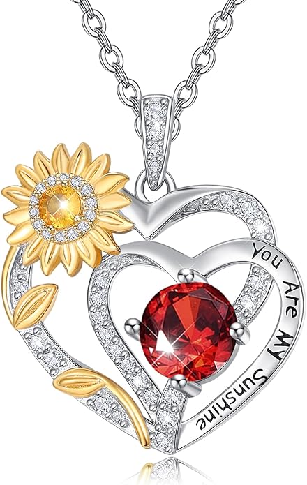 Valentine's Day Gifts for Wife 925 Sterling Silver Double Birthstone Pendant Necklaces I Love You for Always and Forever Necklace Anniversary Birthday Gifts for Wife Girlfriend Mom Her