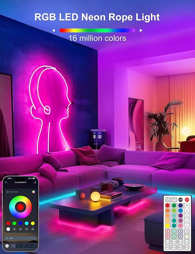 Lamomo LED Strip Lights RGB 16.4Ft, Neon Rope Lights - Image 2