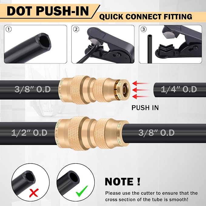 CheeMuii 136 Pcs Brass DOT Air Line Fittings Kit Push Lock DOT Air Fittings | - Image 7