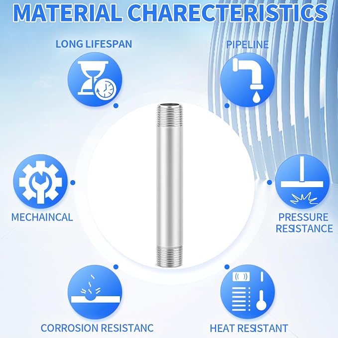 ChillWaves 304 Stainless Steel Pipe Fitting, Nipple Cast Pipe 1-1/2" NPT Male x - Image 5