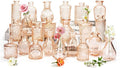 Clear Amber Gold Glass Bud Vase Set of 22 Pcs, Small Bud Vases in Bulk by JXINDUJU