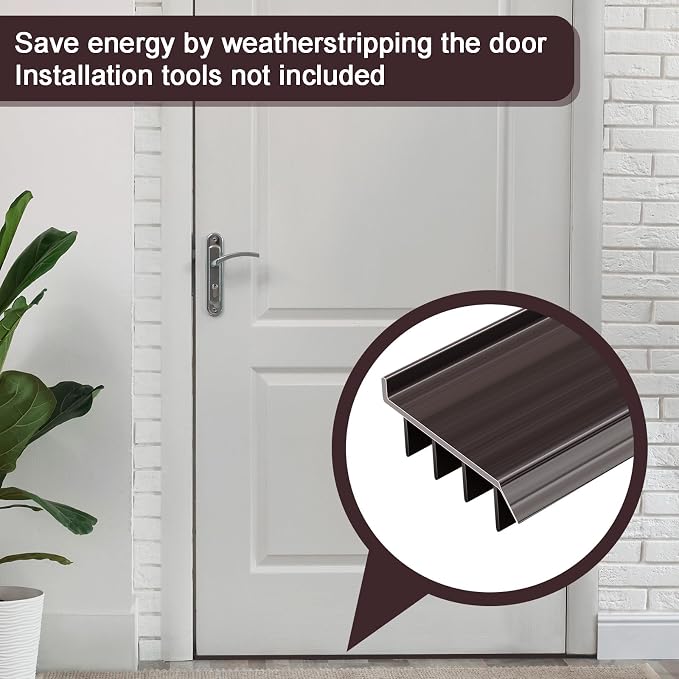 2 Pcs 4 Feet Brown Vinyl Door Bottom Adjustable Weatherstrip Door Bottom - Image 5