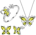Aurora Tears Butterfly Jewelry,Women 925 Sterling Silver Butterflies Birthstone Pendant Necklace/Earrings/Rings Wedding Gift