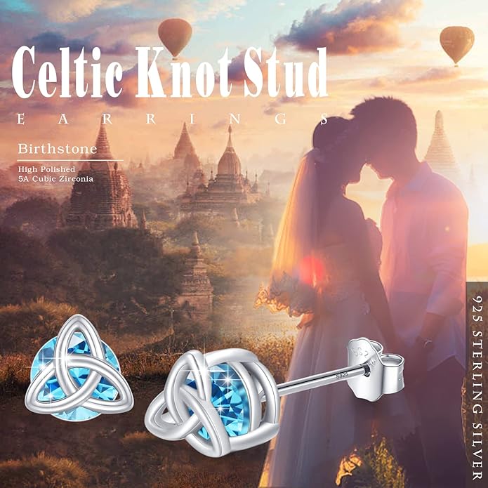 MEDWISE 925 Sterling Silver Birthstone Stud Earrings for Women Birthday Jewelry Gifts for Daughter Mother Women Valentines Day Gifts for Her