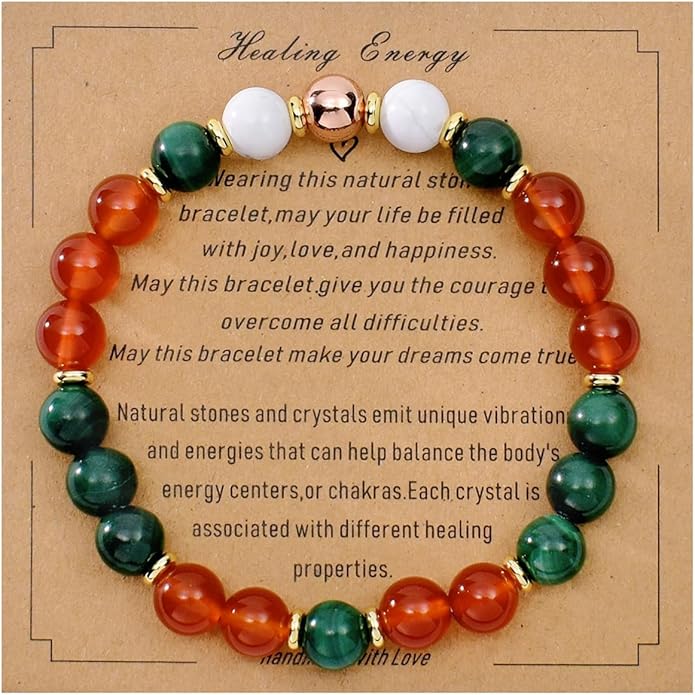 Strong Healing Crystal Bracelet 8MM Genuine Stone Bracelet Lucky Beaded Bracelet Chakra Bracelet 6.5 inch Positive Energy Inspirational Gifts for Women Mom
