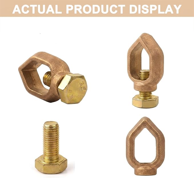 Copper Ground Rod Clamp for 3/8"-1/2" Ground Rods, Electric Fences, Solar Panels - Image 2
