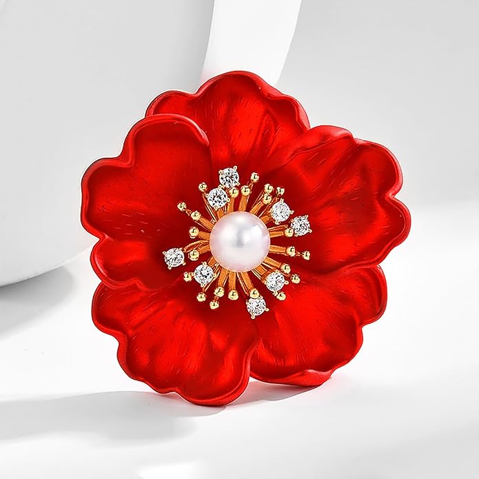 Red Rose Flower Brooches and Pins for Women Costume Jewelry Brooch Pins Broches Jewelry for Women Elegant Lady Pin