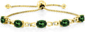 Gem Stone King 7X5MM Oval Cut Gemstone Birthstone and Accent Lab Grown Diamond Tennis Bracelet For Women In 18K Yellow Gold Plated Silver | Adjustable Bolo Bracelet For Women | Easy-On Easy-Off