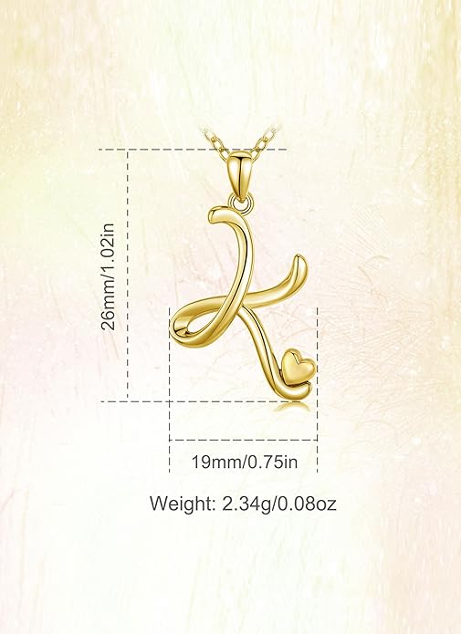 CELESTIA 925 Sterling Silver Initial Necklaces 26 Letter with Rose Gold Heart - 18 Inch Chain