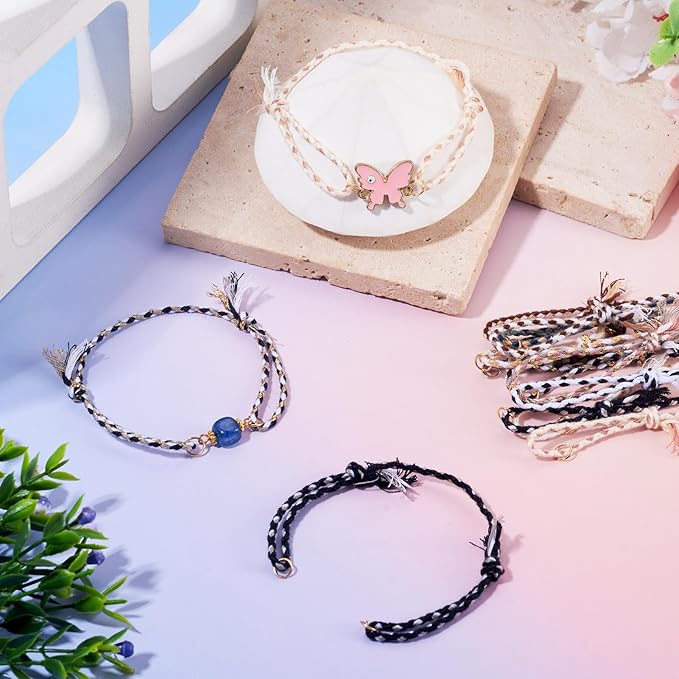 36Pcs Adjustable Braided Cord Bracelets 10-1/4 Inch Colorful Polycotton Adjustable Bracelets,Bracelet String with Clasp,Thread Half Finished Bracelet for Wrist DIY Women Jewelry Making