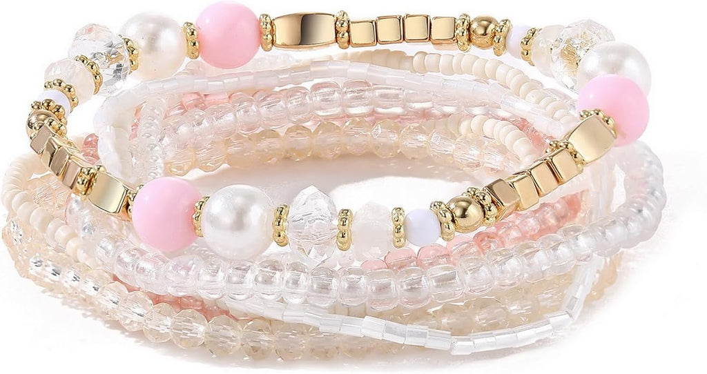 MengPa Beaded Bracelets for Women Trendy Stacks Boho Bead Bracelet Pack Friendship Jewelry