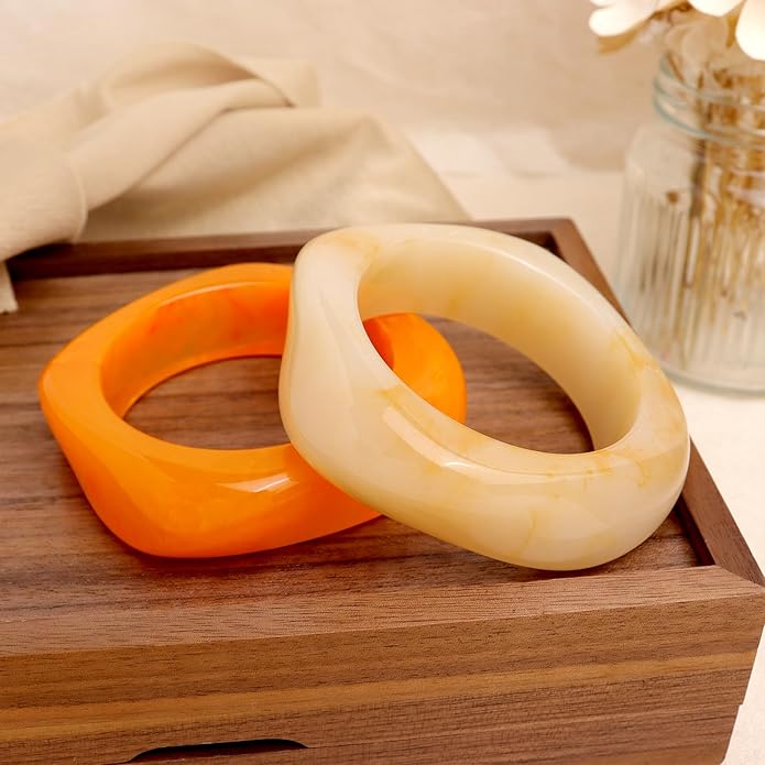Chunky Resin Wide Bangle Bracelets for Women, Trendy Statement Minimalist Acrylic Bracelet Prom Holiday Jewelry Gift