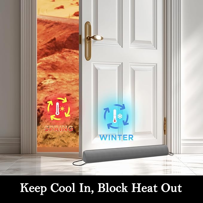 Sunolga Door Draft Stopper, Removable Washable Cover, Blocks Hot and Cold Air - Image 6