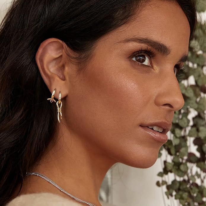 MYEARS Women Earrings Gold Huggie Hoop Dangle Drop 14K Gold Plated Small Simple Hypoallergenic Everyday Jewelry