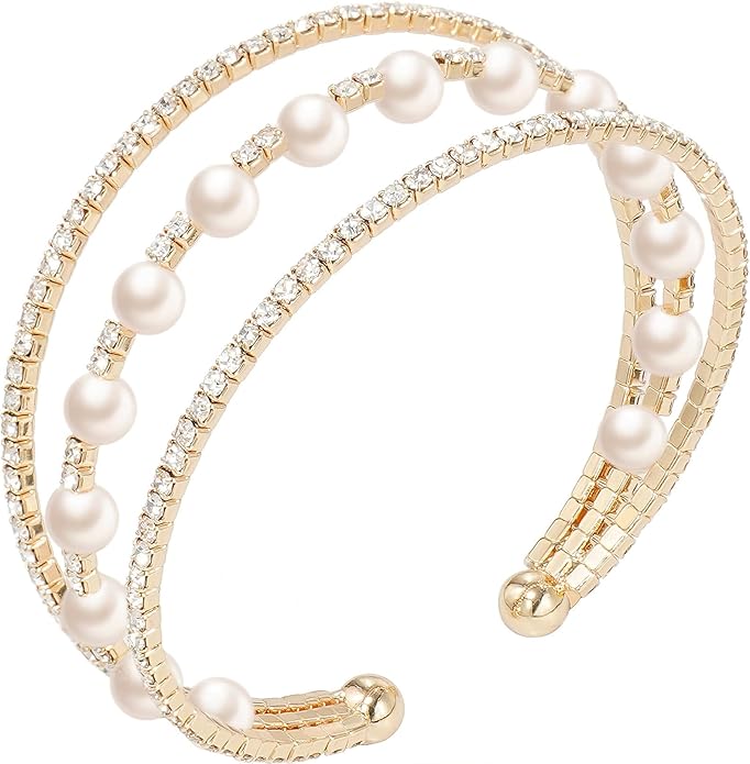 Suyi Rhinestone Bracelet Multilayer Gold Cuff Bracelet for Women Crystal Braidal Bracelets