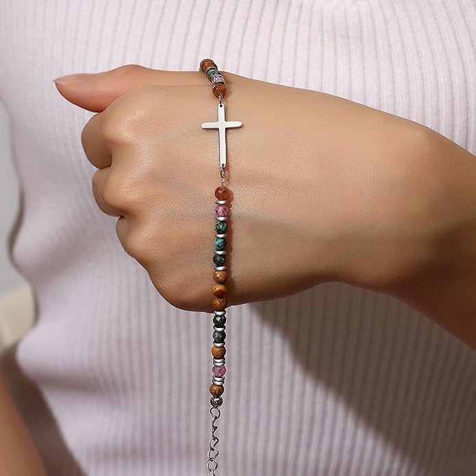 TONY & SANDY Christian Cross Bracelet for Women, Valentine's Day Gifts for Her, Confirmation Baptism Easter Gifts, Unique Gift for Friends Daughter Mom Sister in Christ Birthday Christmas