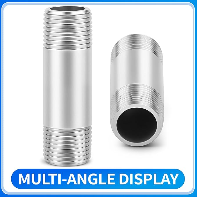 ChillWaves 304 Stainless Steel Pipe Fitting, Nipple Cast Pipe 1" NPT Male x 1" - Image 3