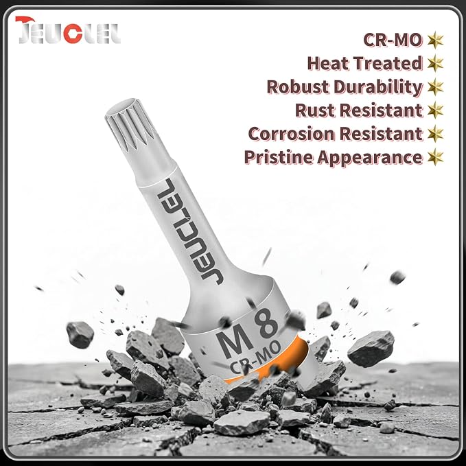 M8 Triple Square Impact Spline Bit Socket, 8mm 1/2" Drive Socket | 12 Point - Image 8