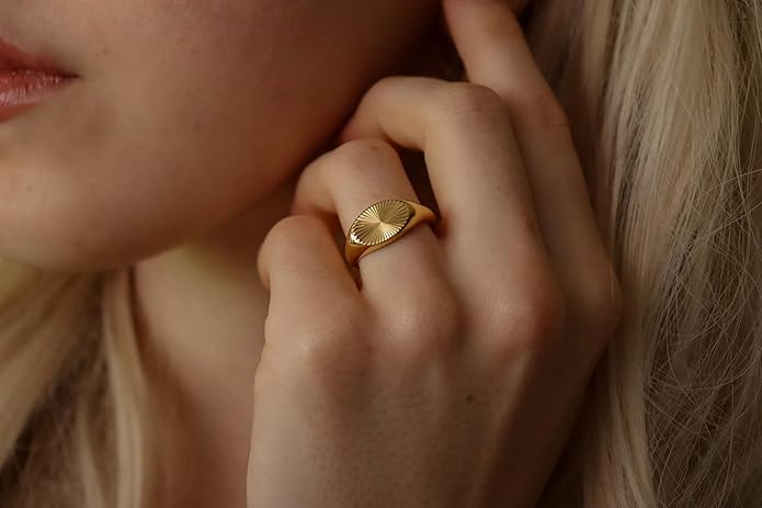 Elegant 18K Gold Plated Stainless Steel Ring – Fine Metal-Plated Jewelry with Durable, Scratch-Resistant Design for Daily Wear & Special Occasions