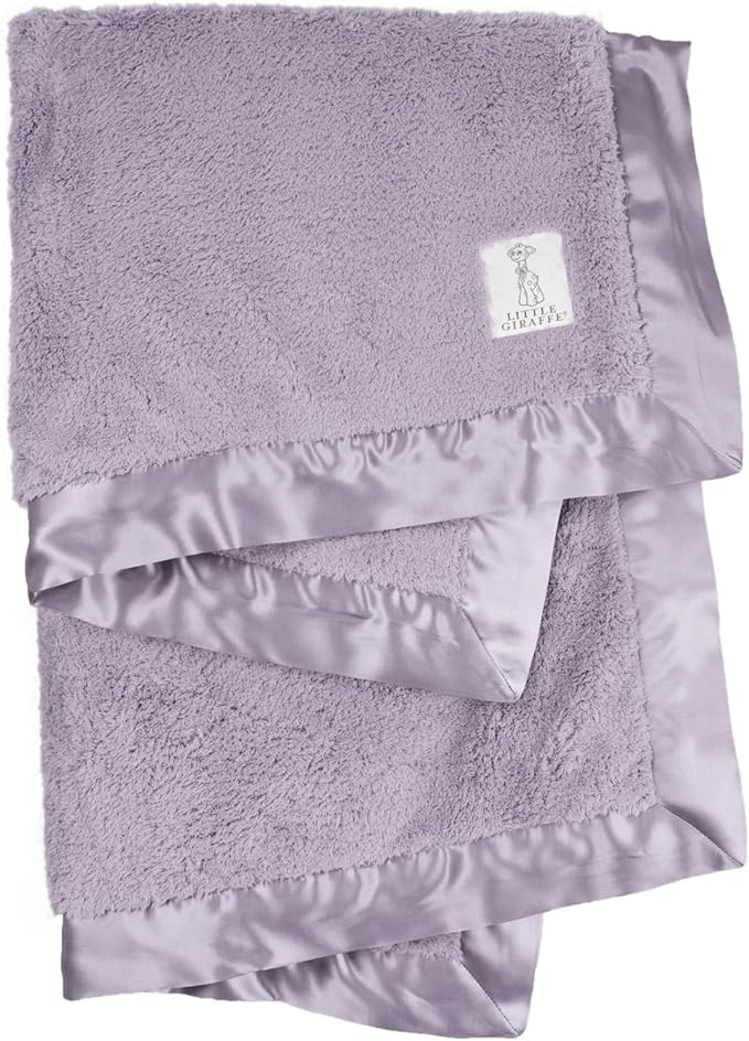 Little Giraffe Chenille Baby Blanket – 29x35” Soft Chenille with Satin Trim, Lavender | Ultra-Soft, Gentle & Safe, Lightweight & Breathable for Newborns & Toddlers