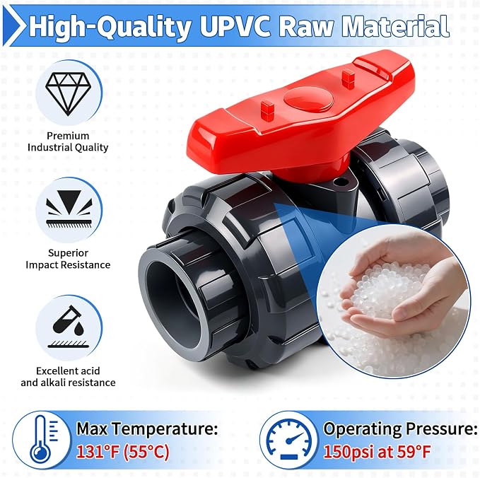 PVC Union Ball Valve, ASTM EPDM O-ring, Slip Socket Ball Valve - Image 6