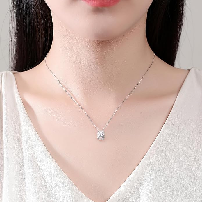 S925 Sterling Silver 0.6ct VVS1 D-Color Diamond Pendant Necklace for Women, Ideal Valentine's Day Gift for Wife