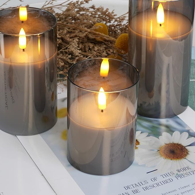 Amagic Gray Glass Flameless LED Candles Battery Operated - Image 9