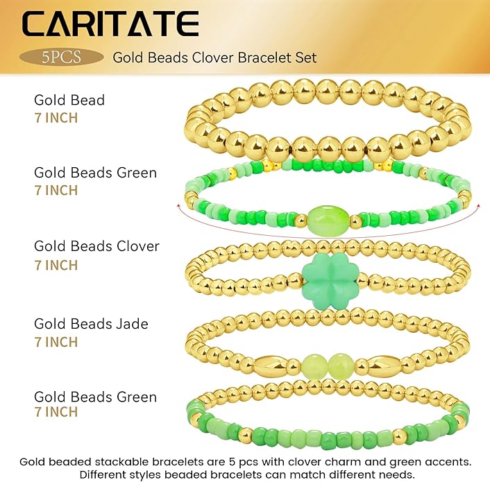 Gold Bracelets for Women Waterproof, 14K Gold Plated Beaded Cross Bracelets Set,Boho Stretch Bracelets Stackable Jewelry for Women Teenage Girls Jewelry Christmas Gifts