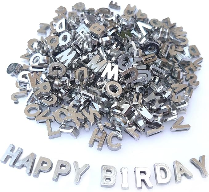 300+ Pieces 9x12mm Big Large Alphabet Letter Beads Charms A-Z Mixed Plastic Shape Loose Bead for Jewelry Making Bracelets Necklaces Key Chains (Silvery)