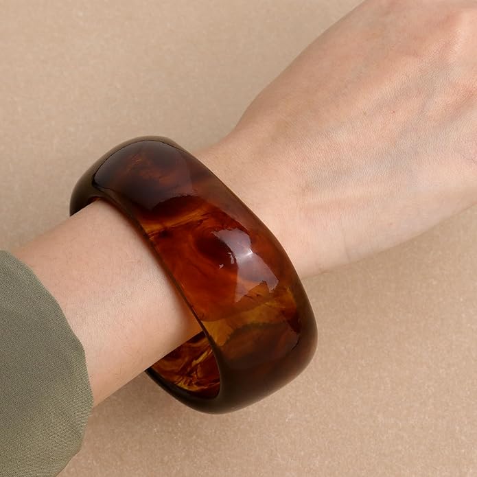 Chunky Resin Wide Bangle Bracelets for Women, Trendy Statement Minimalist Acrylic Bracelet Prom Holiday Jewelry Gift