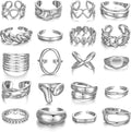 KISS WIFE Goldenen Silvery Black Kunckle Rings Set for Women, Dainty Simple Trendy Cute Stackable Finger Rings Pack, Perfect for Stacking Layering on Thumb and Knuckle, Mixed Size, Jewelry Gift