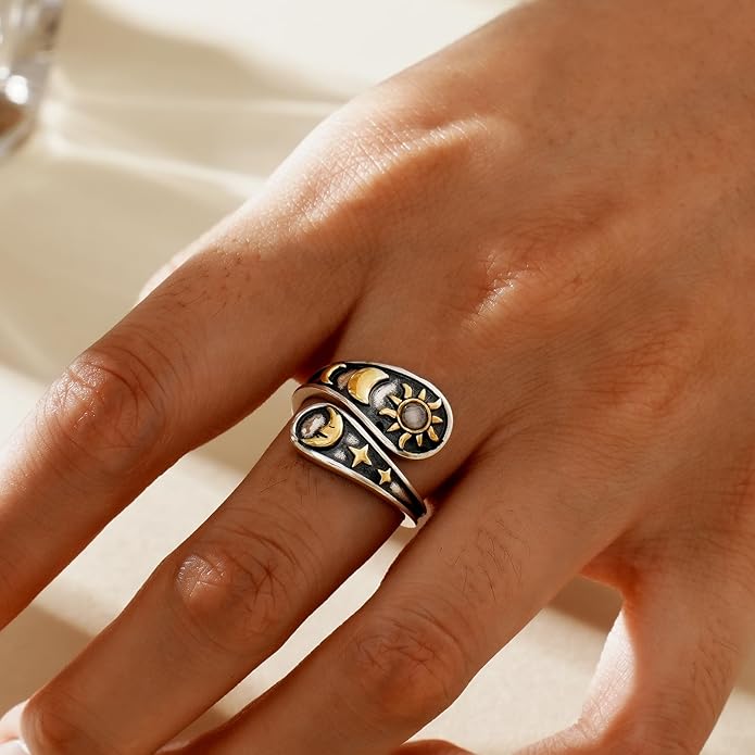 Spoon Rings for Women 925 Sterling Silver Sunflower Adjustable Thumb Spoon Rings Celtic Knot Promise Engagement Statement Boho Vintage Finger Open Antique Rings Jewelry