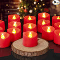 Homemory 12-Pack Red Flameless Battery Tea Light Candles, 200+ Hours | by Homemory
