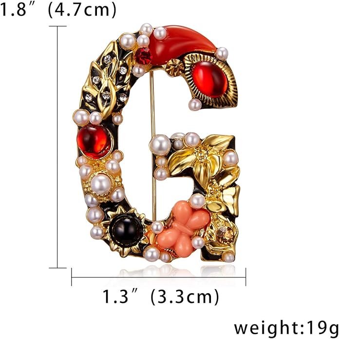 Crystal Pearl Initial Brooches Pins Gold Letter A-Z Lapel Pin Enamel Colorful Alphabet Letter Breastpin Pin Jewelry for Women Girls