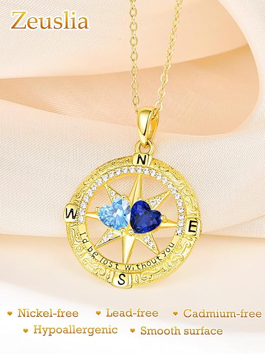 Valentine's Day Gifts for Wife 925 Sterling Silver Double Birthstone Pendant Necklaces I Love You for Always and Forever Necklace Anniversary Birthday Gifts for Wife Girlfriend Mom Her