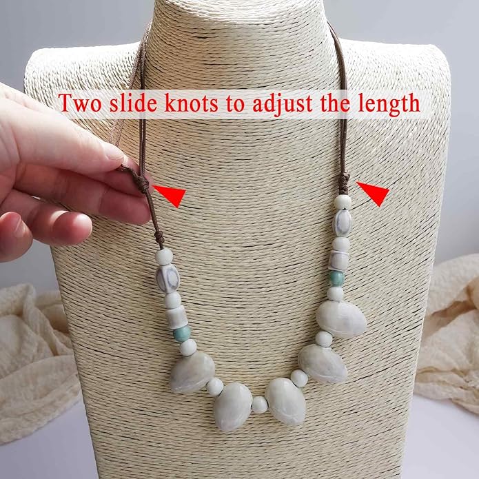Boho Round Colorful Ceramic Beaded Necklace, Adjustable Hippie Statement Necklace, Handmade Ethnic Jewelry Gift for Women