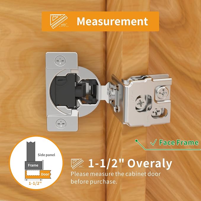 20 Pack 1-1/2" Overlay 4D Soft Close Concealed Hinges - Image 6