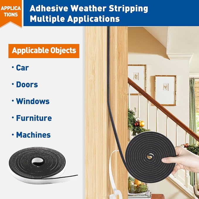 MAGZO 1/2in Wide X 1/8in Thick Weather Stripping Door Seal 99FT | Closed Cell - Image 6