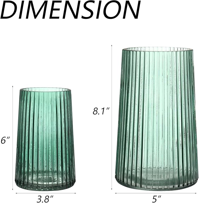Ribbed Flower Vases Set of 2, Flower Vase - Image 6