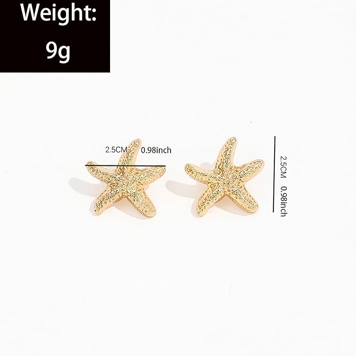 Gold Starfish Earrings for Women Trendy Dainty Starfish Statement Stud Earrings Hypoallergenic Summer Beach Ocean Coastal Jewelry