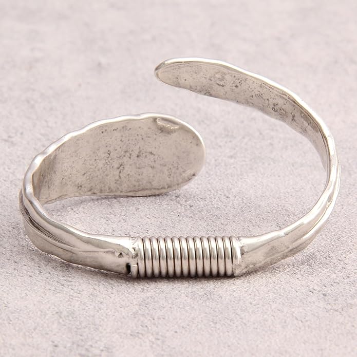 Gold Cuff Bracelet for Women Silver Beaded Bracelets Open Bangle Stackable Stretch Bead Bracelet Boho Jewelry Gifts for Wife Couple