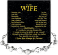 “To My Wife Heart Bracelet – Crystal Heart Link Jewelry Gift with Message Card”.