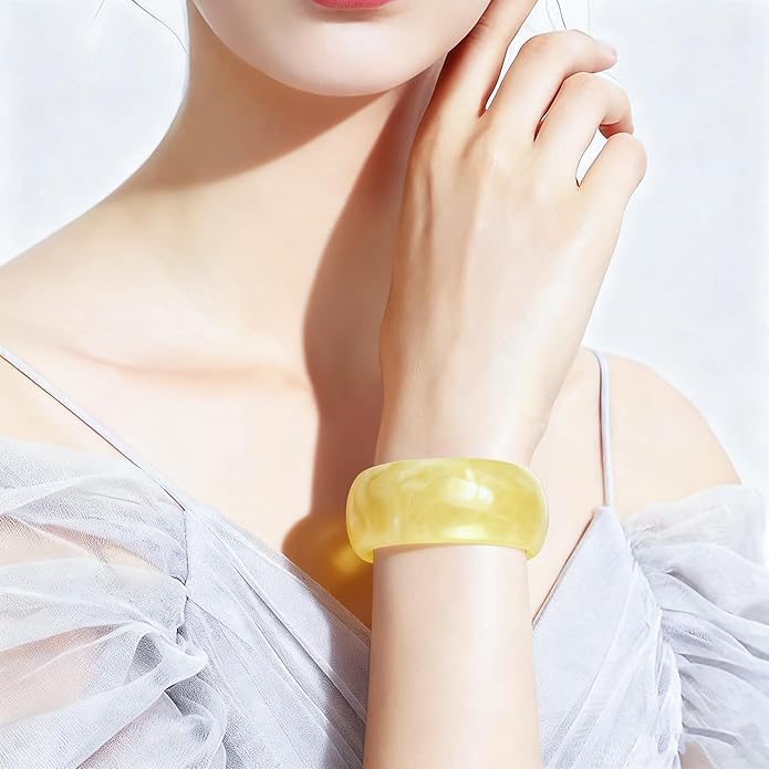 Chunky Acrylic Bracelets for Women -4Pcs Trendy Chunky Bangle Fashion Big Stackable Bangles Set, Trendy Cuff Bracelet Stack Fashion Womens Jewelry Gifts
