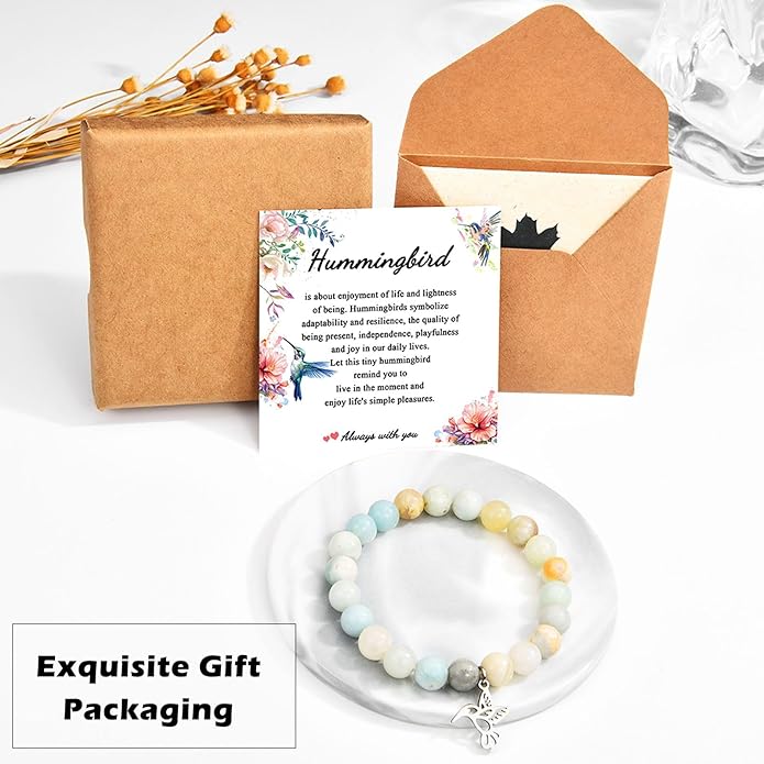 Leyung Hummingbird Gifts for Women, Inspirational Hummingbird Bracelet Jewelry Gifts, Christmas Birthday Retirement Gifts for Her Women Friends Sisters Mom