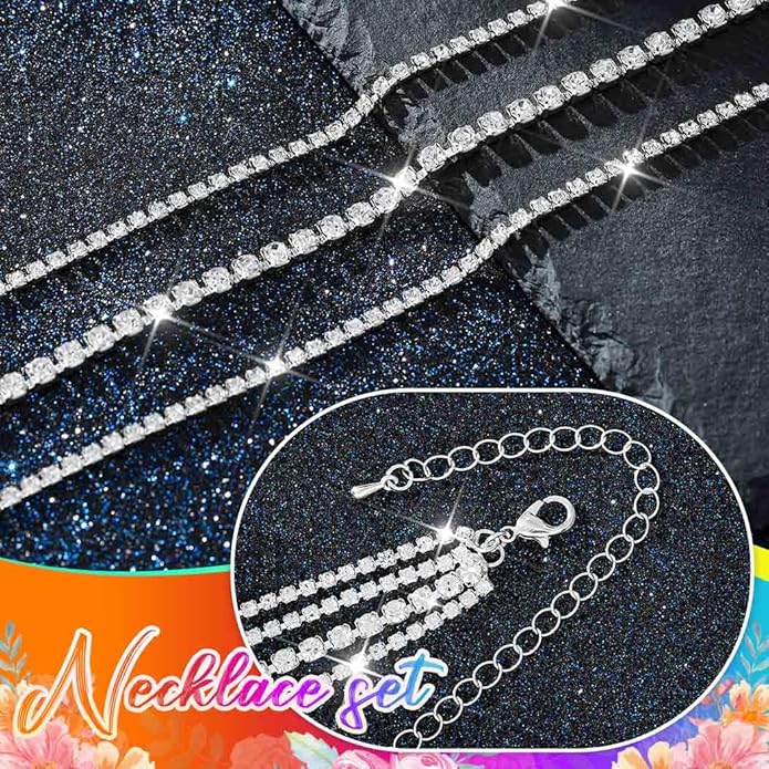 Unicra Black Rhinestone Necklace Diamond Choker Necklaces Formal Bridal Prom Fashion Costume Jewelry Necklace for Women